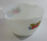 Vintage Anchor Hocking No. 606 Colorful Berries Design Fire King White Milk Glass Berry Serving / Mixing Bowl Oven Proof 8 Made in USA