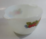 Vintage Anchor Hocking No. 606 Colorful Berries Design Fire King White Milk Glass Berry Serving / Mixing Bowl Oven Proof 8 Made in USA