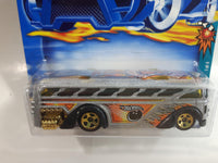 2002 Hot Wheels Spares 'N Strikes Surfin' School Bus Metalflake Silver Die Cast Toy Car Vehicle New in Package Sealed