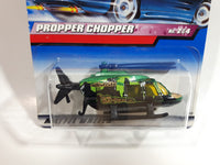 1999 Hot Wheels Street Art Rescue Squad Propper Chopper Stinger Metallic Green Die Cast Toy Helicopter - New in Package