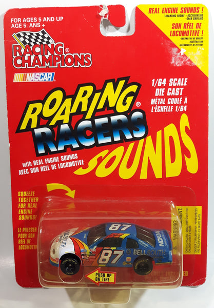 1997 Racing Champions NASCAR Roaring Racers Sounds #87 Joe Nemechek Bell South Chevrolet Monte Carlo White Blue Die Cast Toy Race Car Vehicle - New in Package Sealed