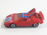 Rare Vintage Yatming Style Lamborghini Countach #45 Red Die Cast Toy Exotic Car Vehicle with Opening Rear Hood Made in Hong Kong