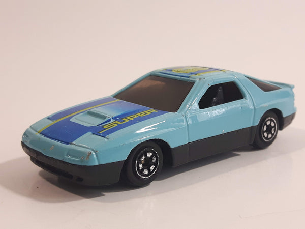 Yatming No. 807 Mazda RX-7 Turbo Super 8 Light Blue Die Cast Toy Car Vehicle