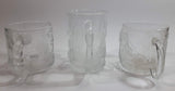 1995 McDonald's DC Comics Batman Forever Embossed Glass Mugs Robin, The Riddler, and Two-Face Set of 3