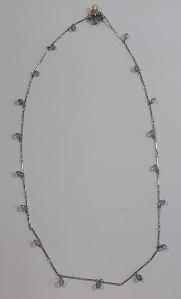 Clear Plastic Bead 24" Long Metal Necklace