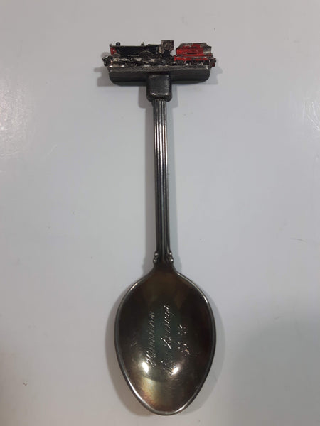 Vintage Harrison Hot Springs , B.C. Train Locomotive Figural Silver Plated Steel Spoon Travel Souvenir