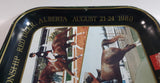 Vintage 1980 Coca-Cola Limited Edition Alberta 75th Anniversary 75th Normandeau Cup Red Deer, Alberta Green Metal Beverage Tray