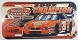 2002 Joe Gibbs Racing NASCAR Winston Cup Champion #20 Tony Stewart Pontiac Grand Prix The Home Depot Plastic Vehicle License Plate Tag