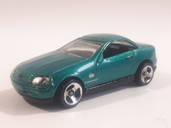 2000 Hot Wheels Mercedes SLK Metallic Aqua Green Die Cast Toy Car Vehicle