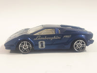 2001 Hot Wheels 25th Anniversary Lamborghini Countach Blue Die Cast Toy Exotic Luxury Car Vehicle