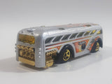 2002 Hot Wheels Spares 'N Strikes Surfin' School Bus Metalflake Silver Die Cast Toy Car Vehicle