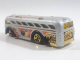 2002 Hot Wheels Spares 'N Strikes Surfin' School Bus Metalflake Silver Die Cast Toy Car Vehicle