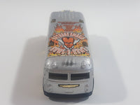 2002 Hot Wheels Spares 'N Strikes Surfin' School Bus Metalflake Silver Die Cast Toy Car Vehicle