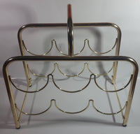 Vintage Brass Metal 6 Bottle Wine Holder Rack