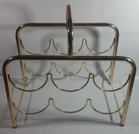 Vintage Brass Metal 6 Bottle Wine Holder Rack