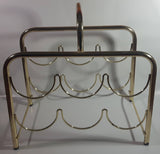 Vintage Brass Metal 6 Bottle Wine Holder Rack