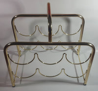 Vintage Brass Metal 6 Bottle Wine Holder Rack