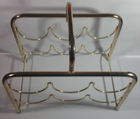 Vintage Brass Metal 6 Bottle Wine Holder Rack