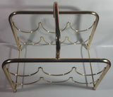 Vintage Brass Metal 6 Bottle Wine Holder Rack