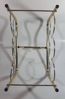 Vintage Brass Metal 6 Bottle Wine Holder Rack