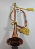Vintage Decorative Copper Bugle Trumpet Musical Instrument Wall Decor with Yellow Tassel Rope