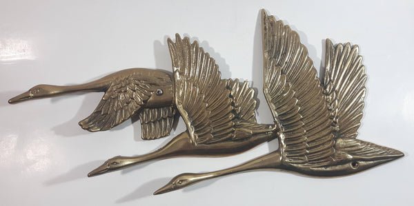 Vintage Canadian Geese Goose Flock of Birds Brass Metal Wall Decor