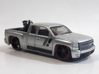 2011 Hot Wheels Chevy Silverado Truck Metalflake Silver Die Cast Toy Car Vehicle