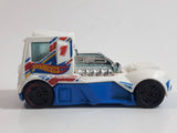 2013 Hot Wheels HW Racing Rennen Rig White Blue Die Cast Toy Car Vehicle