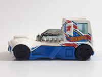 2013 Hot Wheels HW Racing Rennen Rig White Blue Die Cast Toy Car Vehicle