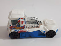 2013 Hot Wheels HW Racing Rennen Rig White Blue Die Cast Toy Car Vehicle