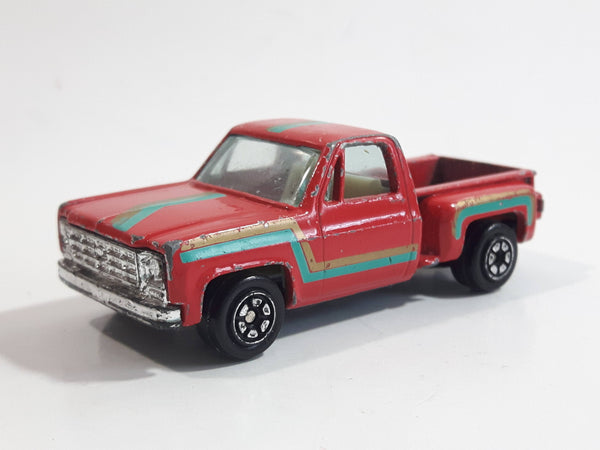 1980s Yatming Chevy Stepside Red Pickup Truck No. 1601 Die Cast Toy Car Vehicle - Made in China