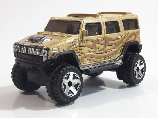 2007 Hot Wheels Hummer H2 Metalflake Gold Die Cast Toy Car Vehicle