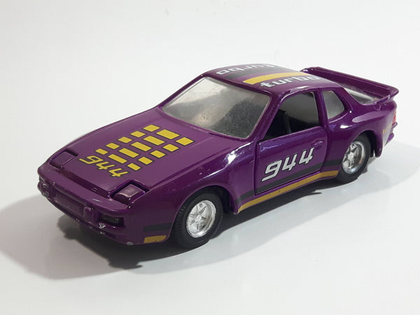 Vintage Yat Ming No. 8307 Porsche 944 Turbo Purple Pull-Back Friction Motorized Die Cast Toy Car Vehicle with Opening Doors and Flip up Headlights