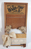 Vintage The Harris Washboard 1882 Wash & Dry 5 ¢ Miniature 6" x 12" Wood Washboard with Teddy Bears