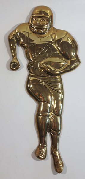 Vintage Brass Football Player Wall Decor Hanging 15" Tall