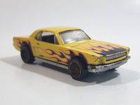 2011 Hot Wheels Heat Fleet '65 Ford Mustang Hardtop Yellow Die Cast Toy Muscle Car Vehicle with Opening Hood