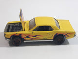 2011 Hot Wheels Heat Fleet '65 Ford Mustang Hardtop Yellow Die Cast Toy Muscle Car Vehicle with Opening Hood