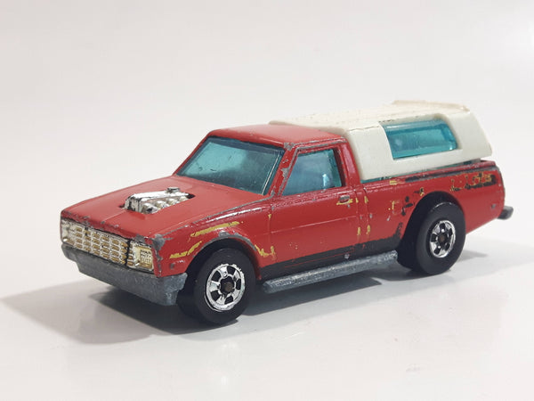 Vintage 1982 Hot Wheels Hi Rakers Dodge D-50 Pickup Truck Red with White Canopy Die Cast Toy Car Vehicle