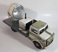 Vintage 1950s Marx Mobile Searchlight Unit No. 14 Truck White and Grey Pressed Steel Toy Car Vehicle 17" Long - Working