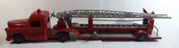 Vintage 1950s Structo Fire Engine Aerial Ladder Truck S.F.D. Red Pressed Steel Truck and Trailer Toy Car Vehicle 33" Long