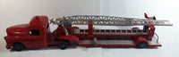 Vintage 1950s Structo Fire Engine Aerial Ladder Truck S.F.D. Red Pressed Steel Truck and Trailer Toy Car Vehicle 33" Long