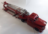 Vintage 1950s Structo Fire Engine Aerial Ladder Truck S.F.D. Red Pressed Steel Truck and Trailer Toy Car Vehicle 33" Long