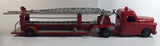 Vintage 1950s Structo Fire Engine Aerial Ladder Truck S.F.D. Red Pressed Steel Truck and Trailer Toy Car Vehicle 33" Long