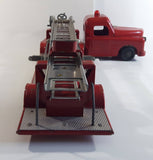 Vintage 1950s Structo Fire Engine Aerial Ladder Truck S.F.D. Red Pressed Steel Truck and Trailer Toy Car Vehicle 33" Long