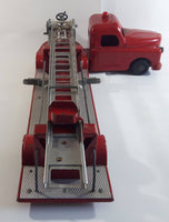 Vintage 1950s Structo Fire Engine Aerial Ladder Truck S.F.D. Red Pressed Steel Truck and Trailer Toy Car Vehicle 33" Long