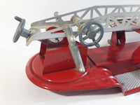 Vintage 1950s Structo Fire Engine Aerial Ladder Truck S.F.D. Red Pressed Steel Truck and Trailer Toy Car Vehicle 33" Long