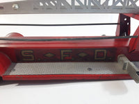 Vintage 1950s Structo Fire Engine Aerial Ladder Truck S.F.D. Red Pressed Steel Truck and Trailer Toy Car Vehicle 33" Long