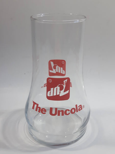 Vintage 1980s 7-Up The Uncola Soda Pop Beverage Upside Down Unique Clear Glass Drinking Cup Collectible