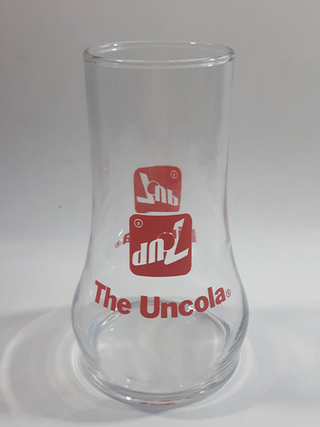 Vintage 1980s 7-Up The Uncola Soda Pop Beverage Upside Down Unique Clear Glass Drinking Cup Collectible