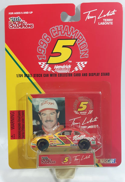 1997 Racing Champions 1996 Champion #5 Terry Labonte Kellogg's Chevrolet Monte Carlo Red Yellow Die Cast Toy Race Car Vehicle with Collector Card and Display Stand - New in Package Sealed